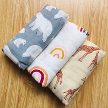 Load image into Gallery viewer, 120x120cm Bamboo Cotton Soft Baby Swaddle Muslin Wrap Infant Baby Bedding Sheet Baby Wrap Sleeping Bag